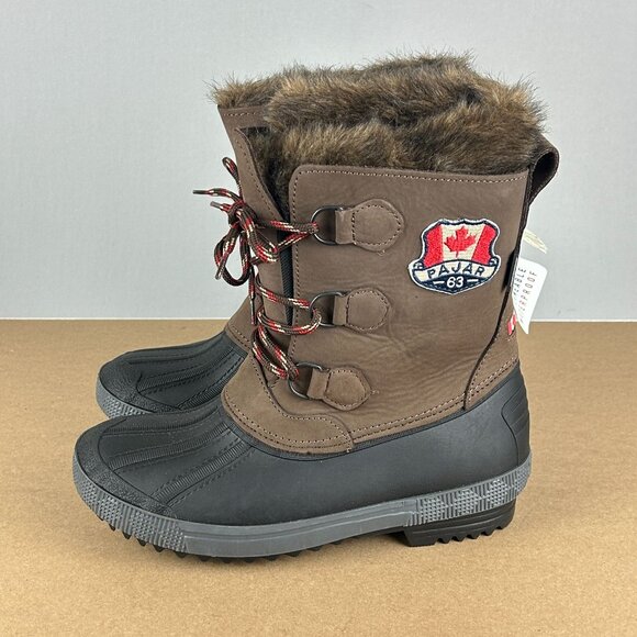 Pajar Canada Cali Winter Boots Womens 6 Wide Brown Black Waterproof Insulated - Picture 9 of 9